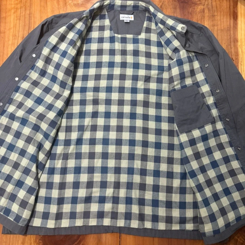 Carhartt Jacket Mens 2XL XXL Ripstop Chore Flannel Lined Snap 104146 Coat S3-11
